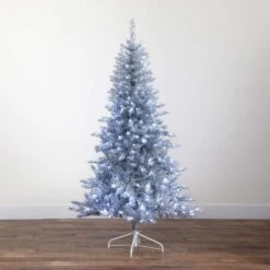 6 Ft. Artificial Silver Christmas Tree With 300-Cool White LED Lights -Holiday Glow Store nearly natural pre lit christmas trees t5239 76 1000