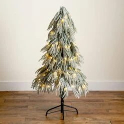 4 Ft. Flocked Down Swept Artificial Christmas Tree With 110-LED Lights -Holiday Glow Store nearly natural pre lit christmas trees t5240 76 1000