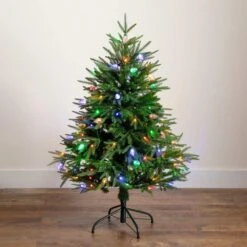 4 Ft. Pre-Lit Artificial Luxembourg Pine Christmas Tree With 120-Multicolored Traditional Bulb LED Lights -Holiday Glow Store nearly natural pre lit christmas trees t5245 1d 1000