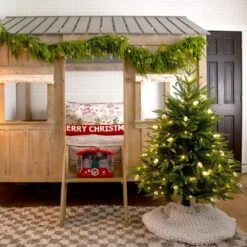 4 Ft. Pre-Lit Artificial Luxembourg Pine Christmas Tree With 120-Multicolored Traditional Bulb LED Lights -Holiday Glow Store nearly natural pre lit christmas trees t5245 31 1000