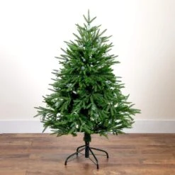 4 Ft. Pre-Lit Artificial Luxembourg Pine Christmas Tree With 120-Multicolored Traditional Bulb LED Lights -Holiday Glow Store nearly natural pre lit christmas trees t5245 76 1000