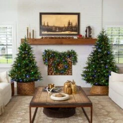 6 Ft. Pre-Lit Artificial Luxembourg Pine Christmas Tree With 250-Multicolored Traditional Bulb LED Lights -Holiday Glow Store nearly natural pre lit christmas trees t5246 40 1000