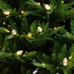 7 Ft. Pre-Lit Artificial Luxembourg Pine Christmas Tree With 340-Multicolored Traditional Bulb LED Lights -Holiday Glow Store nearly natural pre lit christmas trees t5247 4f 1000