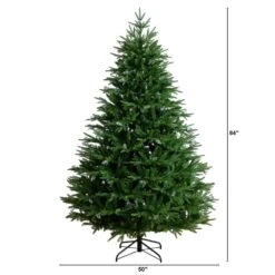 7 Ft. Pre-Lit Artificial Luxembourg Pine Christmas Tree With 340-Multicolored Traditional Bulb LED Lights -Holiday Glow Store nearly natural pre lit christmas trees t5247 c3 1000