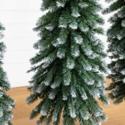 3 Ft. 4 Ft. 5 Ft. Pre-Lit Frosted Artificial Christmas Tree Set With Warm LED Lights - (Set Of 3) -Holiday Glow Store nearly natural pre lit christmas trees t5248 44 1000