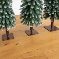 3 Ft. 4 Ft. 5 Ft. Pre-Lit Frosted Artificial Christmas Tree Set With Warm LED Lights - (Set Of 3) -Holiday Glow Store nearly natural pre lit christmas trees t5248 66 1000