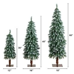 3 Ft. 4 Ft. 5 Ft. Pre-Lit Frosted Artificial Christmas Tree Set With Warm LED Lights - (Set Of 3) -Holiday Glow Store nearly natural pre lit christmas trees t5248 c3 1000