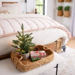 1.5 Ft. Pre-Lit Artificial Mini Christmas Tree In Basket With 20-Warm White LED Lights -Holiday Glow Store nearly natural pre lit christmas trees t5328 31 1000