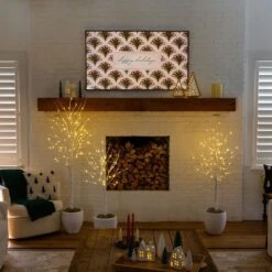 4 Ft. 5 Ft. 6 Ft. Pre-Lit Artificial White Birch Trees - (Set Of 3) -Holiday Glow Store nearly natural pre lit christmas trees t5354 31 1000