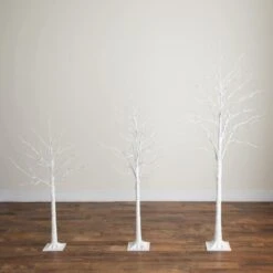 4 Ft. 5 Ft. 6 Ft. Pre-Lit Artificial White Birch Trees - (Set Of 3) -Holiday Glow Store nearly natural pre lit christmas trees t5354 40 1000