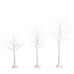 4 Ft. 5 Ft. 6 Ft. Pre-Lit Artificial White Birch Trees - (Set Of 3) -Holiday Glow Store nearly natural pre lit christmas trees t5354 4f 1000
