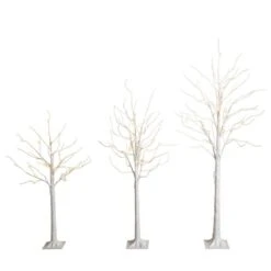 4 Ft. 5 Ft. 6 Ft. Pre-Lit Artificial White Birch Trees - (Set Of 3)