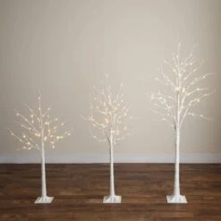 4 Ft. 5 Ft. 6 Ft. Pre-Lit Artificial White Birch Trees - (Set Of 3) -Holiday Glow Store nearly natural pre lit christmas trees t5354 a0 1000