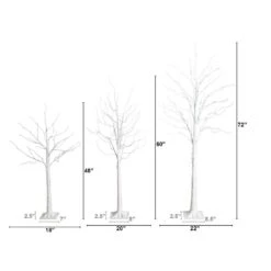 4 Ft. 5 Ft. 6 Ft. Pre-Lit Artificial White Birch Trees - (Set Of 3) -Holiday Glow Store nearly natural pre lit christmas trees t5354 c3 1000