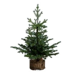 3ft. Pre-Lit Artificial Christmas Tree In Jute Wire Planter With 30-Warm White LED Lights -Holiday Glow Store nearly natural pre lit christmas trees t5377 4f 1000