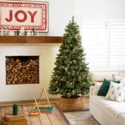 7.5 Ft. Artificial Christmas Tree With 450-Warm White Clear Globe Bulbs And LED Lights -Holiday Glow Store nearly natural pre lit christmas trees t5379 31 1000