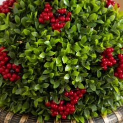 3 Ft. Pre-Lit Artificial Christmas Ornament Boxwood Topiary Tree With 70-Warm White LED Lights -Holiday Glow Store nearly natural pre lit christmas trees t5381 44 1000