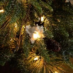 4 Ft. Pre-Lit Faux Mixed Pine Snowed Christmas Tree With Pinecones In Decorative Planter With 60-Warm White LED Lights -Holiday Glow Store nearly natural pre lit christmas trees t5386 fa 1000