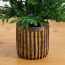 4.5 Ft. Pre-Lit Artificial Christmas Tree In Decorative Planter With 60-Clear LED Lights -Holiday Glow Store nearly natural pre lit christmas trees t5390 76 1000