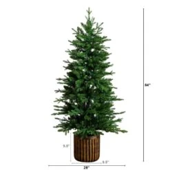 4.5 Ft. Pre-Lit Artificial Christmas Tree In Decorative Planter With 60-Clear LED Lights -Holiday Glow Store nearly natural pre lit christmas trees t5390 c3 1000