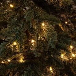 6 Ft. Pre-Lit Artificial Pine Christmas Tree In Round Black Decorative Planter With 60-Warm White LED Lights -Holiday Glow Store nearly natural pre lit christmas trees t5391 44 1000