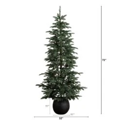 6 Ft. Pre-Lit Artificial Pine Christmas Tree In Round Black Decorative Planter With 60-Warm White LED Lights -Holiday Glow Store nearly natural pre lit christmas trees t5391 c3 1000