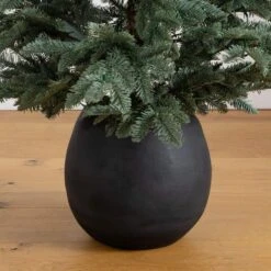 6 Ft. Pre-Lit Artificial Pine Christmas Tree In Round Black Decorative Planter With 60-Warm White LED Lights -Holiday Glow Store nearly natural pre lit christmas trees t5391 fa 1000