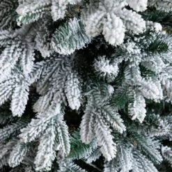 4 Ft. Pre-Lit Artificial Flocked Christmas Tree With 100-Warm White LED Lights In Decorative Trunk Planter -Holiday Glow Store nearly natural pre lit christmas trees t5405 1f 1000