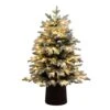 4 Ft. Pre-Lit Artificial Flocked Christmas Tree With 100-Warm White LED Lights In Decorative Trunk Planter -Holiday Glow Store nearly natural pre lit christmas trees t5405 64 1000