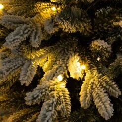 4 Ft. Pre-Lit Artificial Flocked Christmas Tree With 100-Warm White LED Lights In Decorative Trunk Planter -Holiday Glow Store nearly natural pre lit christmas trees t5405 66 1000