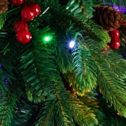 4 Ft. Pre-Lit Artificial Christmas Tree With Pinecones, Berries And 100-Multicolored LED Lights In Decorative Planter -Holiday Glow Store nearly natural pre lit christmas trees t5406 1d 1000