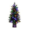 4 Ft. Pre-Lit Artificial Christmas Tree With Pinecones, Berries And 100-Multicolored LED Lights In Decorative Planter 2 4 Ft. Pre-Lit Artificial Christmas Tree With Pinecones, Berries And 100-Multicolored LED Lights In Decorative Planter -Holiday Glow Store nearly natural pre lit christmas trees t5406 64 1000