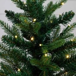 2 Ft. Pre-Lit Artificial Classic Christmas Tree With 35-Warm White LED Lights In Gold Decorative Planter -Holiday Glow Store nearly natural pre lit christmas trees t5407 76 1000