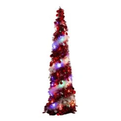 4 Ft. Pre-Lit Pop Up Red And White Tinsel Christmas Tree With 50-Multicolored LED Lights 16 4 Ft. Pre-Lit Pop Up Red And White Tinsel Christmas Tree With 50-Multicolored LED Lights -Holiday Glow Store nearly natural pre lit christmas trees t5408 4f 1000
