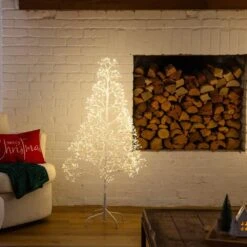 4 Ft. Pre-Lit Artificial White Starburst Tree With 800-Fairy Warm White LED Lights -Holiday Glow Store nearly natural pre lit christmas trees t5411 1d 1000