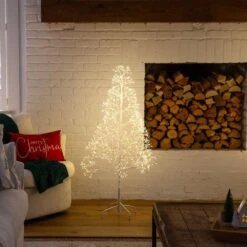 4 Ft. Pre-Lit Artificial White Starburst Tree With 800-Fairy Warm White LED Lights -Holiday Glow Store nearly natural pre lit christmas trees t5411 31 1000