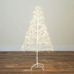4 Ft. Pre-Lit Artificial White Starburst Tree With 800-Fairy Warm White LED Lights -Holiday Glow Store nearly natural pre lit christmas trees t5411 66 1000