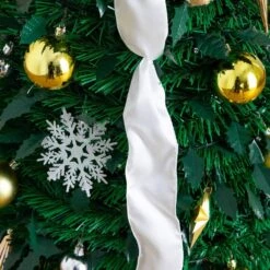 5 Ft. Pre-Lit Artificial Pop Up Christmas Tree With Gold And Silver Ornaments, Ribbons And 100-Warm White LED Lights -Holiday Glow Store nearly natural pre lit christmas trees t5414 44 1000