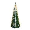 5 Ft. Pre-Lit Artificial Pop Up Christmas Tree With Gold And Silver Ornaments, Ribbons And 100-Warm White LED Lights -Holiday Glow Store nearly natural pre lit christmas trees t5414 64 1000