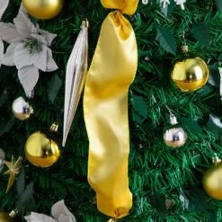 6 Ft. Pre-Lit Artificial Pop Up Christmas Tree With Gold And Silver Ornaments, Ribbons And 150-Warm White LED Lights -Holiday Glow Store nearly natural pre lit christmas trees t5415 44 1000