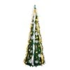 6 Ft. Pre-Lit Artificial Pop Up Christmas Tree With Gold And Silver Ornaments, Ribbons And 150-Warm White LED Lights 1 6 Ft. Pre-Lit Artificial Pop Up Christmas Tree With Gold And Silver Ornaments, Ribbons And 150-Warm White LED Lights -Holiday Glow Store nearly natural pre lit christmas trees t5415 64 1000
