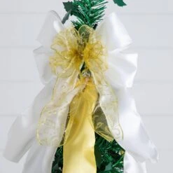 6 Ft. Pre-Lit Artificial Pop Up Christmas Tree With Gold And Silver Ornaments, Ribbons And 150-Warm White LED Lights -Holiday Glow Store nearly natural pre lit christmas trees t5415 76 1000