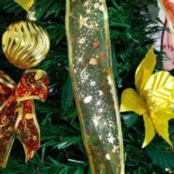 5 Ft. Pre-Lit Artificial Pop Up Christmas Tree With Red And Gold Ornaments, Ribbons And 100-Warm White LED Lights 25 5 Ft. Pre-Lit Artificial Pop Up Christmas Tree With Red And Gold Ornaments, Ribbons And 100-Warm White LED Lights -Holiday Glow Store nearly natural pre lit christmas trees t5416 1f 1000