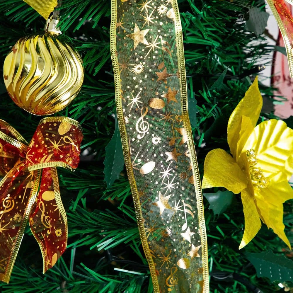 5 Ft. Pre-Lit Artificial Pop Up Christmas Tree With Red And Gold Ornaments, Ribbons And 100-Warm White LED Lights 12 5 Ft. Pre-Lit Artificial Pop Up Christmas Tree With Red And Gold Ornaments, Ribbons And 100-Warm White LED Lights - Image 10