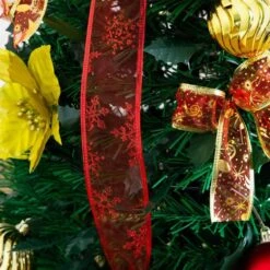 5 Ft. Pre-Lit Artificial Pop Up Christmas Tree With Red And Gold Ornaments, Ribbons And 100-Warm White LED Lights 26 5 Ft. Pre-Lit Artificial Pop Up Christmas Tree With Red And Gold Ornaments, Ribbons And 100-Warm White LED Lights -Holiday Glow Store nearly natural pre lit christmas trees t5416 44 1000