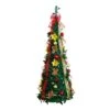5 Ft. Pre-Lit Artificial Pop Up Christmas Tree With Red And Gold Ornaments, Ribbons And 100-Warm White LED Lights -Holiday Glow Store nearly natural pre lit christmas trees t5416 64 1000