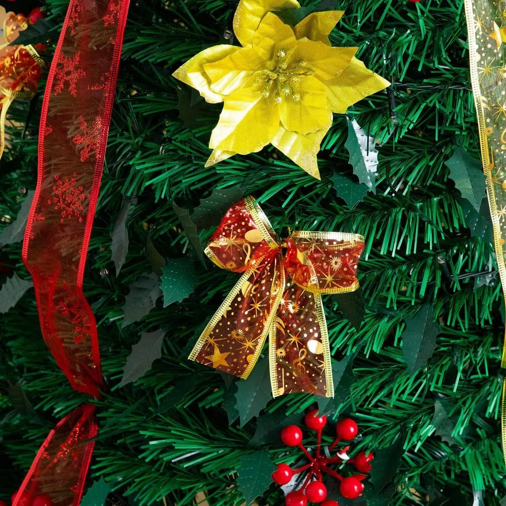 5 Ft. Pre-Lit Artificial Pop Up Christmas Tree With Red And Gold Ornaments, Ribbons And 100-Warm White LED Lights 14 5 Ft. Pre-Lit Artificial Pop Up Christmas Tree With Red And Gold Ornaments, Ribbons And 100-Warm White LED Lights - Image 12