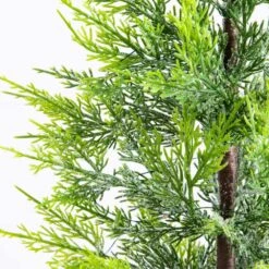 32in. Pre-Lit Artificial Lightly Snowed Cypress Christmas Tree With 30-Warm White LED Lights In Decorative Weaved Basket -Holiday Glow Store nearly natural pre lit christmas trees t5422 1f 1000