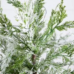 18 In. Pre-Lit Artificial Mini Snowed Cypress Christmas Tree With 12-LED Lights In White Ceramic Planter -Holiday Glow Store nearly natural pre lit christmas trees t5424 1f 1000