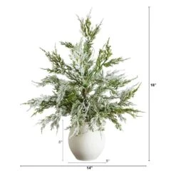 18 In. Pre-Lit Artificial Mini Snowed Cypress Christmas Tree With 12-LED Lights In White Ceramic Planter -Holiday Glow Store nearly natural pre lit christmas trees t5424 c3 1000